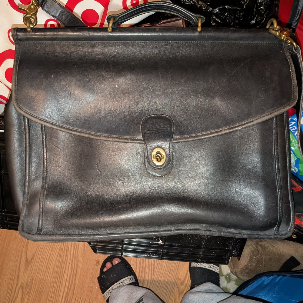Coach Black Leather Tote Bag